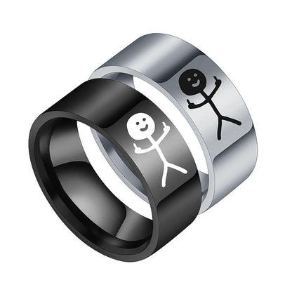 Men's Retro Hip Hop Graffiti Stainless Steel Ring