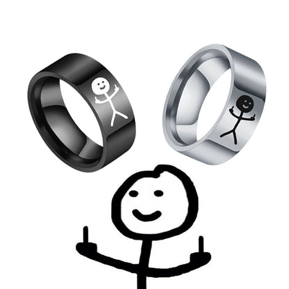 Men's Retro Hip Hop Graffiti Stainless Steel Ring